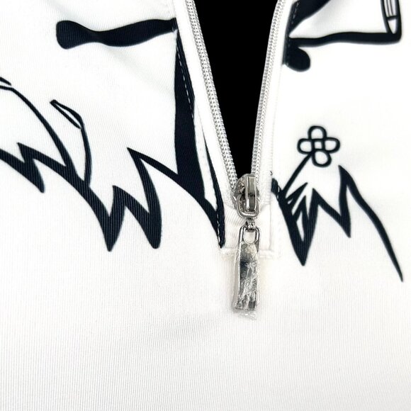 CEGOLFS B&W STICK FIGURE GOLF PRINT LONG SLEEVE 1/4 ZIP LONG SLEEVE TOP - L - Picture 3 of 5
